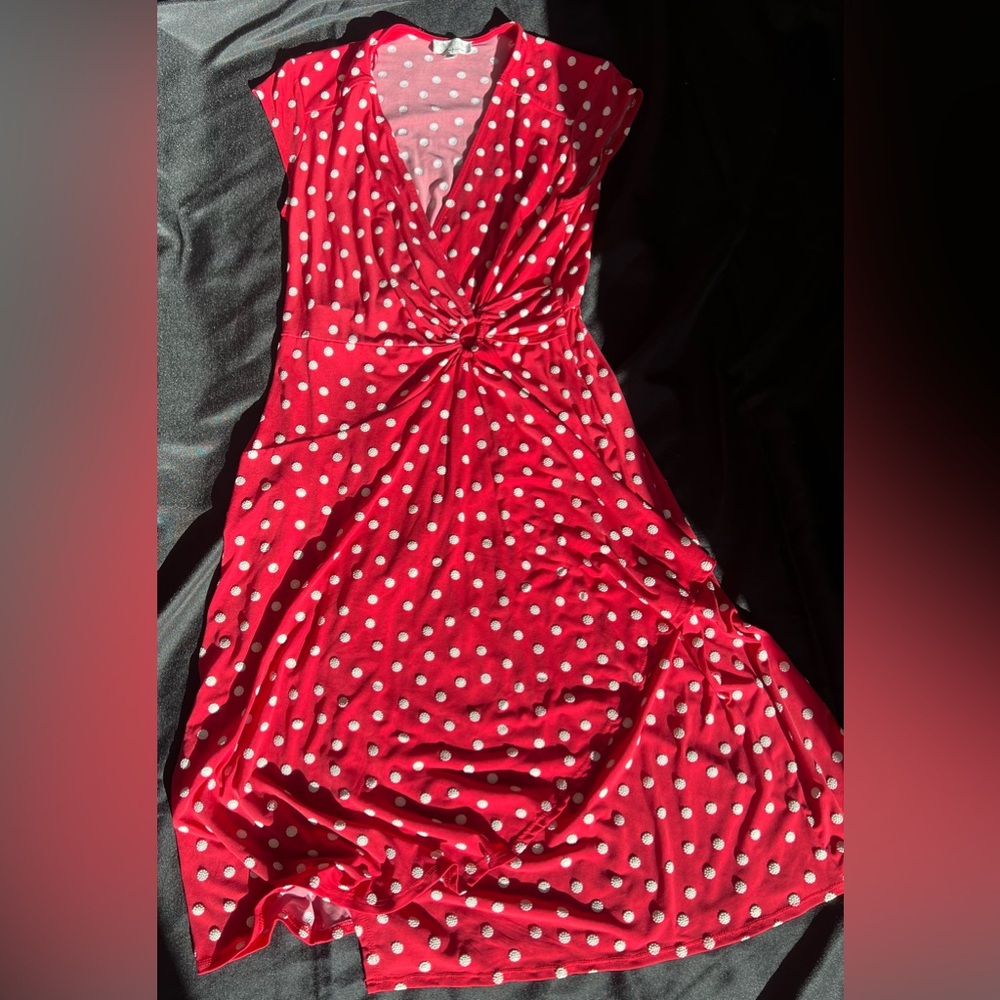 Signature by Robbie Bee Red and White Polka Dot Dress